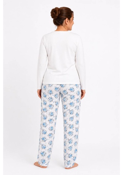 Neco Giyim Kadın Anne Desenli Pijama Altı Beyaz - Mavi