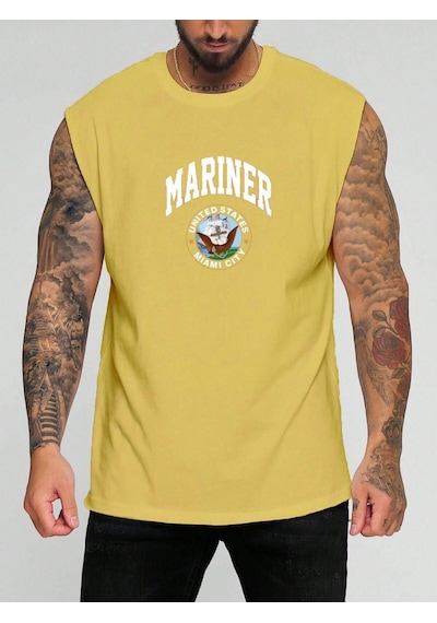 Mariner Baskılı Kolsuz Tişört Sari