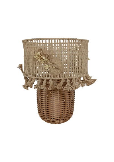 Cerna Kahverengi Rattan Abajur Kahverengi
