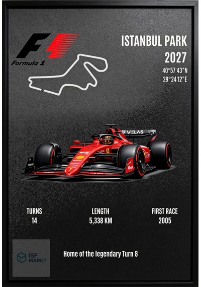 Formula 1 Istanbul Park 2027 Özel Tasarım Poster 33x48 Cm Çerçeveli