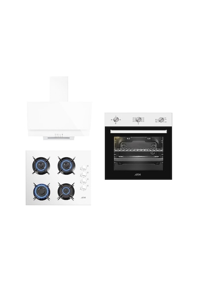 Afm Tech White Zirkon FM7301W-FM2201W-FM3301W  3'lü Cam Ankastre Set