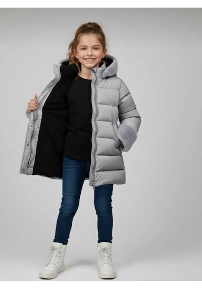 Boutiguestyles Kız Çocuk Şişme Mont Kürklü Gri Sedefli Işıltılı Çıkarılabilir Kapüşonlu Fermuarlı Gri Boutiguestyles Kız Çocuk Şişme Mont Kürklü Gri Sedefli Işıltılı Çıkarılabilir Kapüşonlu Fermuarlı Gri