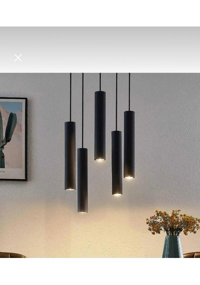 Dekoratif 5 Li Oturma-giyinme Odası Metal Sarkıt 23 Cm Texture Siyah-beyaz Günışığı Ampullü