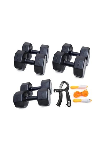 Ps Spor 3 Çift Dambıl Set 6 Kg + 8 Kg + 10 Kg + Sayaçlı Ayarlanabilir El Yayı + Sayaçlı Atlama Ipi