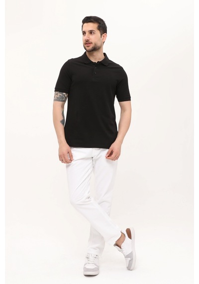 Uniprom Polo Yaka Tişört %100 Pamuk Siyah Erkek Siyah