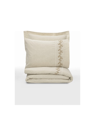 Cotton Box Cotton Keten Çift Kişilik Nevresim Takımı Darian Bej