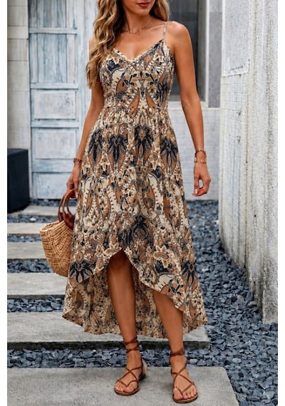 Efnaz Style Kadın Ip Askılı V Yakalı Önden Asımetrik Detaylı Midi Süprem Elbise Bej Efnaz Style Kadın Ip Askılı V Yakalı Önden Asımetrik Detaylı Midi Süprem Elbise Bej