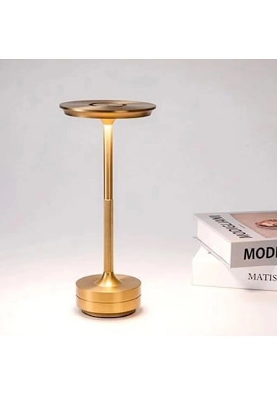 Eskitme Gold Kasa Dokunmatik Şarjlı Masa Lambası 3 Renk Işık Modlu, Led Aydınlatmalı, Modern &amp Amp Dekora Çok Renkli