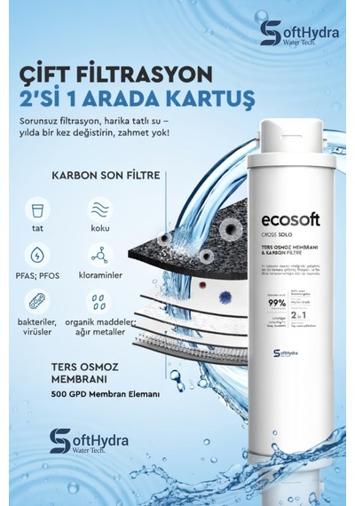 Cross Solo Akıllı Tanksız Su Arıtma Cihazı - 1:1 Atık Su Tasarrufu & 500 Gpd Doğrudan Akış