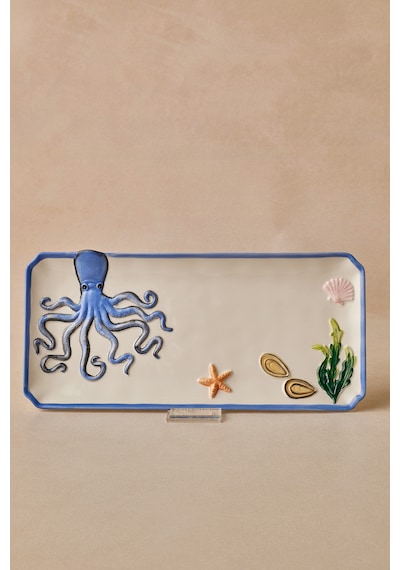 Karaca Atlantis Ahtapot Desenli Kayık Tabak 30 Cm Renkli