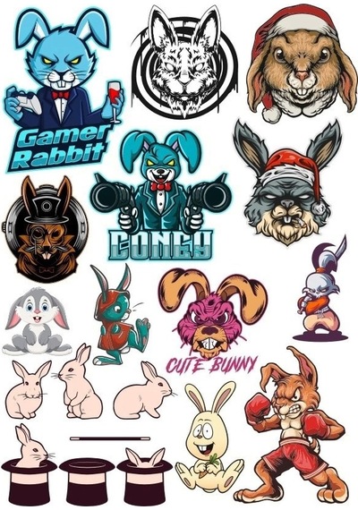 Kızgın Tavşan Sticker Set 15 Parça Telefon, Tablet, Defter, Laptop Sticker