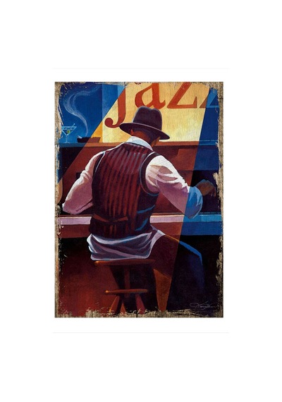 Bedeko Jazz Müzik Ve Piyano Hediyelik Ahşap Tablo 50 Cm X 70 Cm