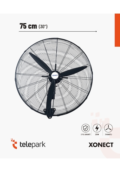 Xonect Profesyonel Sanayi Tipi Vantilatör 75 Cm 30 İnç Yüksek Performanslı Soğutma Xdf30