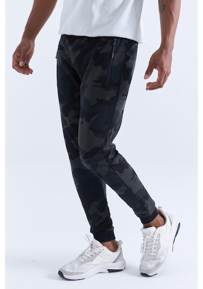 Tommy Life Siyah Gölge Kamuflaj Desenli Dar Kalıp Jogger Erkek Eşofman Alt - 84754 Siyah