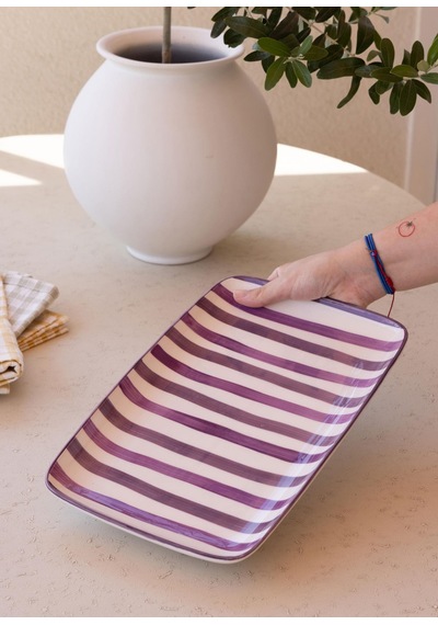 The Mia Joy Dikdörtgen Servis Mor 33x21 Cm Mor