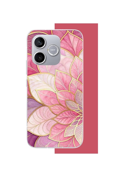 Honor 600 Lite Uyumlu Pembe Yaprak Uv Baskılı Silikon Kılıf Renkli