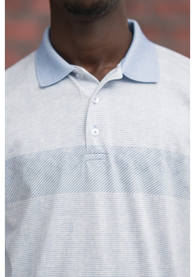 Advante Regular Fit Likralı Çizgili Polo Yaka T-shirt Mavi