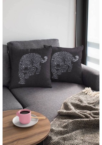 Silver Leopar Çift Taraflı Yastık Kırlent Kılıfı Krl356n11