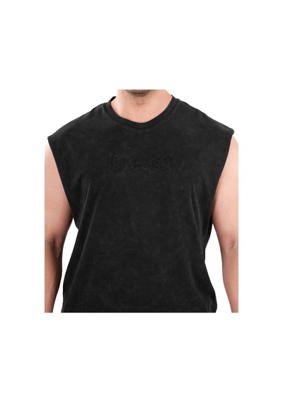 Kingsize Nutrition Kingsize Darksteel Antik Yıkamalı Kolsuz T-shirt Siyah Siyah