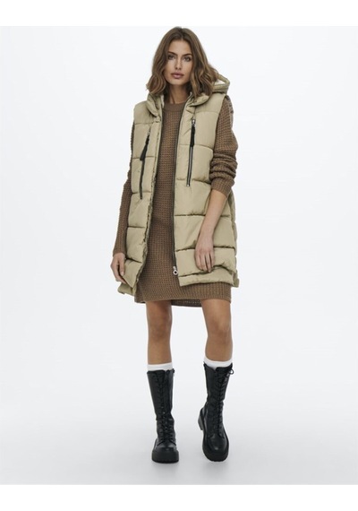 Only Kadın Şişme Kapüşonlu Yelek Onlnora Puffer Waistcoat - 15235033 Bej