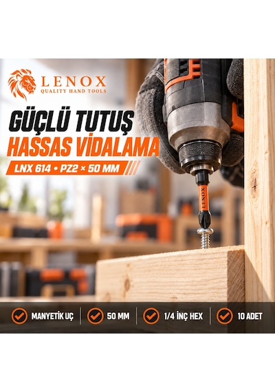 Lenox Lnx614 Pz2 50 Mm Manyetik Torsion Bits Uç 10 Adet