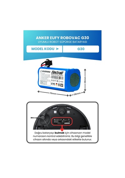 Eufy Robovac G30 Uyumlu Batarya 2600mah Robot Süpürge Batarya Değişimi