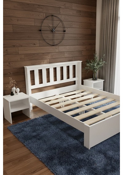 Stark Çift Kişilik Mdf Karyola Ve 2 Komodinli Set