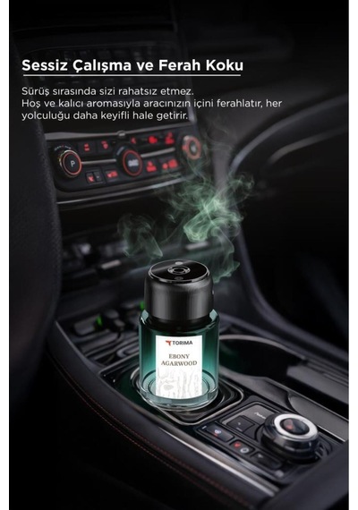 Torima Tcf-02 Araç İçi Aroma Difüzörü Lazerli Akıllı Sensör Şarjlı Ebony Agarwood Esanslı Araba Kokusu