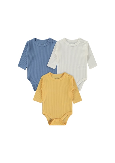Minidamla Baby Minidamla Uzun Kol Basic 3'lü Set 1-18 Ay Çıtçıtlı Badi - Sarı