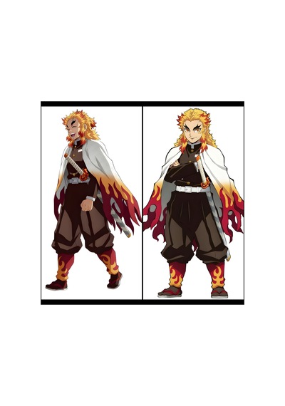 Owl Bag Demon Slayer - Rengoku Kyojuro Desenli Çift Yön Baskılı Sarılma Yastığı Kılıfı Çok Renkli