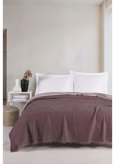 Eponj Home Pike Örtüsü Çift Kişilik Waffle Bordo Bordo