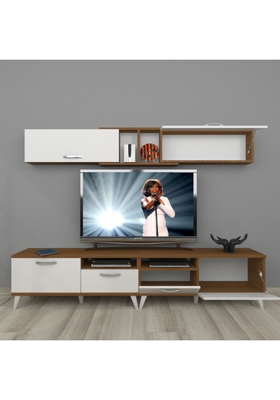 Decoraktiv Eko 5220 Mdf Retro Tv Ünitesi Tv Sehpası Ceviz - Beyaz