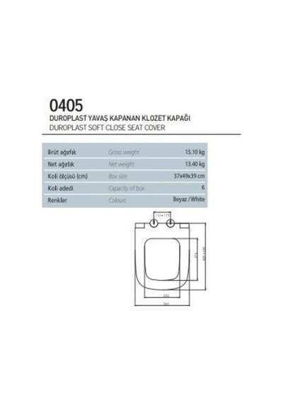 Nkp Yavaş Kapanan Klozet Kapağı Lento Duroplast 0405 Beyaz
