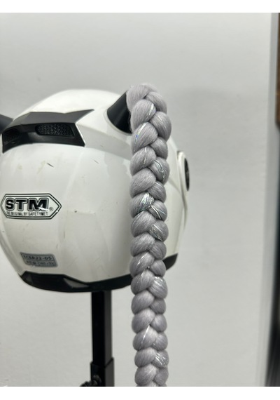 Motor & Motosiklet Gri Simli Çift Örgü Saç Kask Dış Aksesuarı Diğer