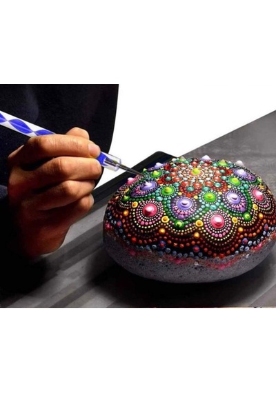 Dot Taş Görünümlü Ahşap 10 10 Cm Çok Renkli