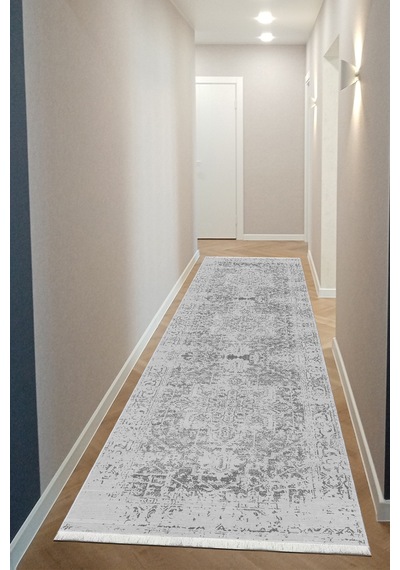 Dijital Baskı Pamuk Dokuma Taban Desenli Yolluk Koridor Halısı Gri 831544179 Gri