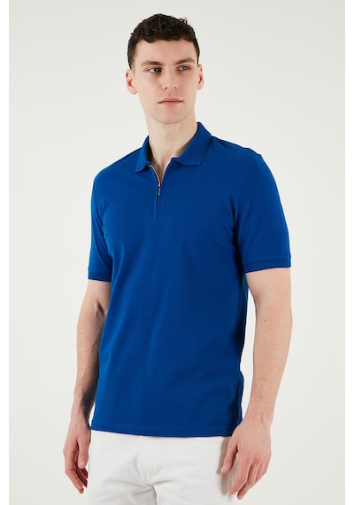 Buratti Pamuklu Regular Fit Yarım Fermuarlı Erkek Polo Yaka T Shirt 5903008 Saks