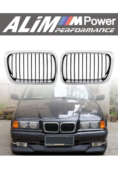 Bmw E36 1996 1999 Krom / Siyah Ön Panjur Böbrek Seti