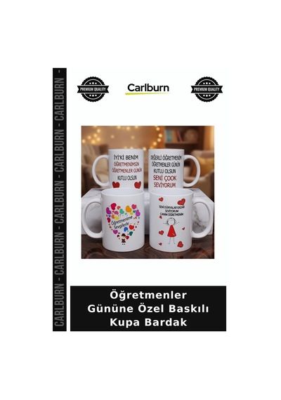Öğretmenler Gününe Özel Baskılı Kupa Bardak Çay Bardağı Sürpriz Sunum Çok Renkli