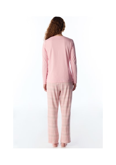 Penti Pembe Rahat Kalp Uzun Kollu Pantolon Pijama Takımı Pk32