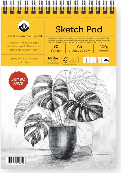 Schoellershammer Jumbo Sketch Pad Eskiz Defteri 90 Gr A4 100 Yaprak Naturel Beyaz