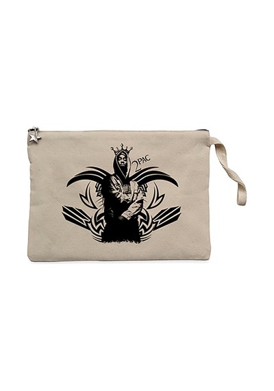 Tupac King Man Krem Clutch Astarlı Cüzdan / El Çantası Krem