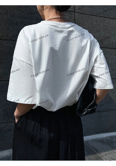 Startmore Energy Baskılı Oversize Kalıp Unisex T-shirt Beyaz