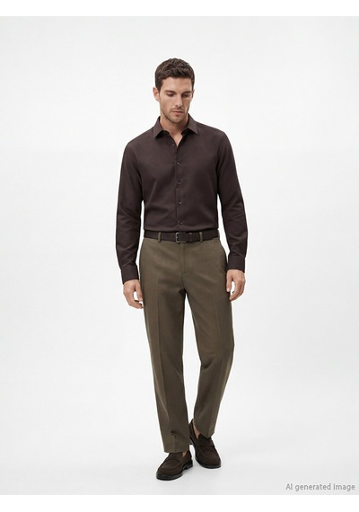 Lcw Busıness Kahverengi Slim Fit Armürlü Erkek Gömlek
