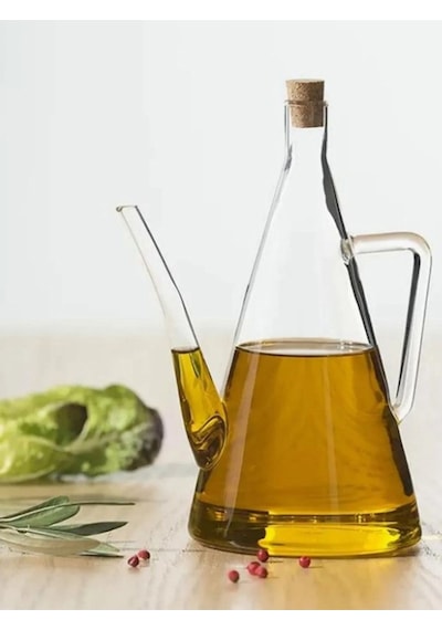 Morponi Borosilikat Cam Yağdanlık Yağlık Glazzy 500 Ml 1 Adet Standsız Şeffaf