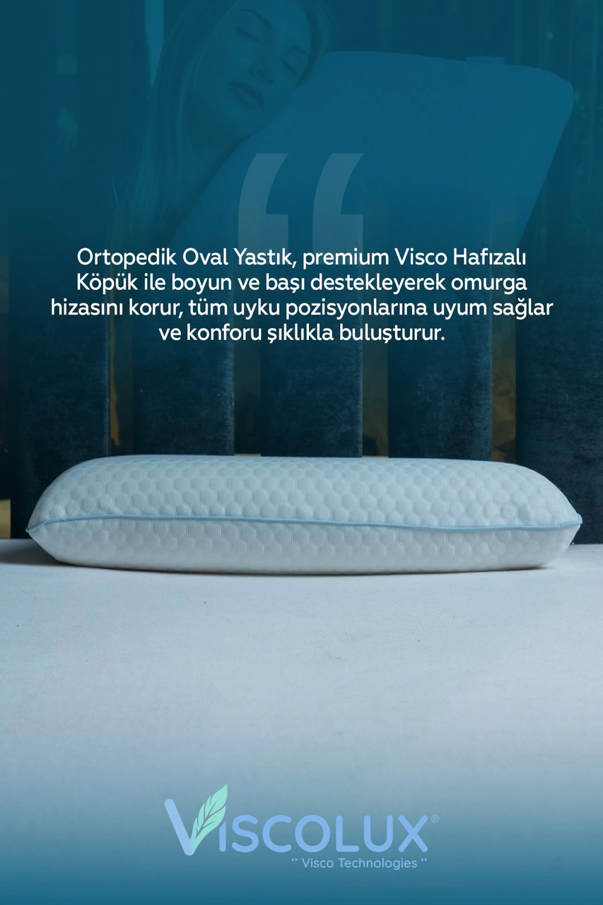 Oval Sabun Ortopedik Visco Yastık 60x40x15 Mavi