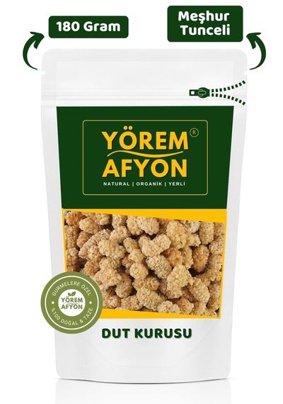 Yörem Afyon Tunceli Ulukale Yöresinin Efsanesi Katkısız Dal Kurusu Kar Beyazı Dut Kurusu Morus Alba 180gr. 180 G