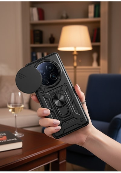 Tecno Camon 40 Premier 5g Kılıf Magnetik Standlı Sürgülü Kamera Korumalı Tpu Tank Kapak