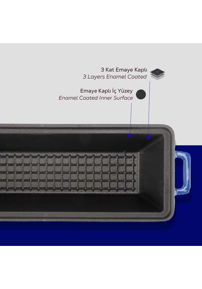 Lava Döküm Ekmek Kabı/terrine, 11x29 Cm, Mavi Diğer