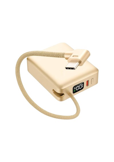 10.000mah Lcd Göstergeli Type-c Giriş &amp Çıkışlı 20w Dahili Type-c Kablolu Powerbank Evimdeyokyok